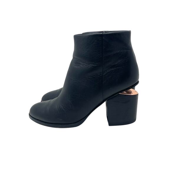 Alexander Wang Gabi Rose Gold Black Leather Ankle Boots - EURO Size 37.5 - Picture 2 of 10